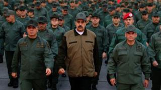 Venezuela crisis: Defiant Maduro appears with soldiers